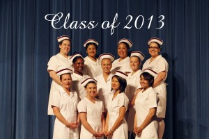 Virginia Beach School of Practical Nursing Graduating Class of 2013 were pictured at their pinning celebration, at the top row; from left to right,  Christina Armistead, Trinette Herring, Gabrielle Toney, Melissa Bazile; middle row, Marissa Seales- Ash, Claire Scott, Tiffany Donahue; and, bottom row, Alicia Tolbert, Taylor Laster, Thuc Luu, Tatiana Fogle.  