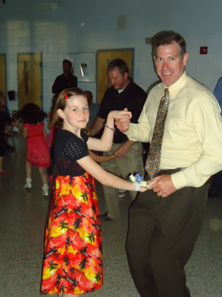 Haley Brewster and her dad Howard Brewster show off their dance skills at Creeds. 
