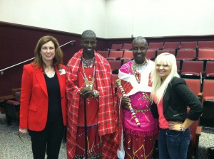 Left to right: Rebecca Gurley, GSWL academy coordinator; John Kilenyi Ole Parsitau, Maasai community organizer; Kenya Liaison Chief Joseph Ole Tipanko; and Kayla Milstead, GSWLA senior.  