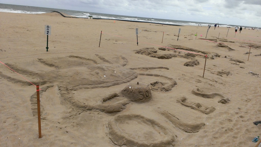 Students at Ocean Lakes Elementary School, under the directions of art teacher Marci McGohan, won first place in the sand sculpting competition. This is the fourth year in a row they have won.