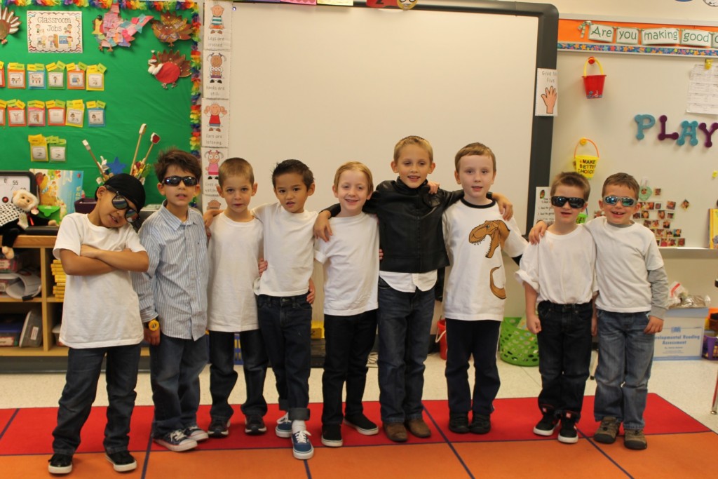 “The Thunderbirds” representing Mrs. Szerokman’s PM kindergarten class on the 50th day of school.