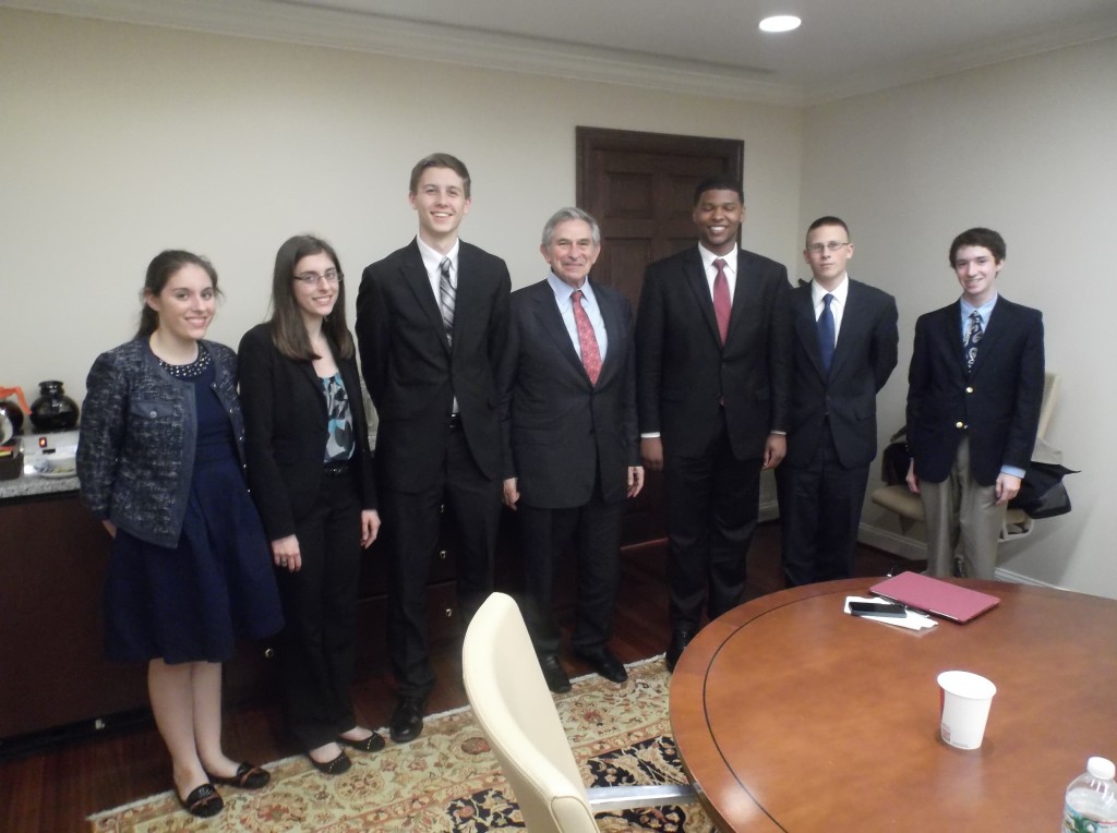 First Colonial's students are pictured here with former Deputy Secretary of Defense Paul Wolfowitz.