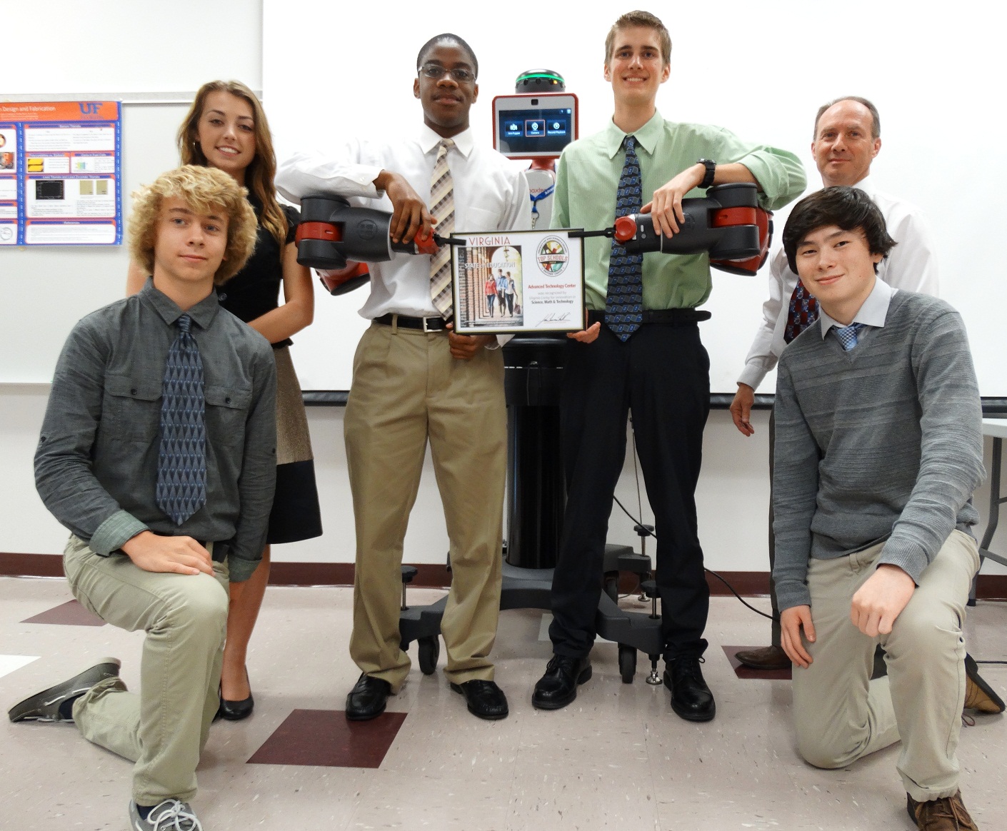 Pictured are students from the Engineering Technology Coding Club with Mr. Michael D Taylor, Director (far right, back row): First row: Keith Marshall, Michael Cole; second row: Sage Barbrow, Khambrel Rembert, and Duncan Clark. 