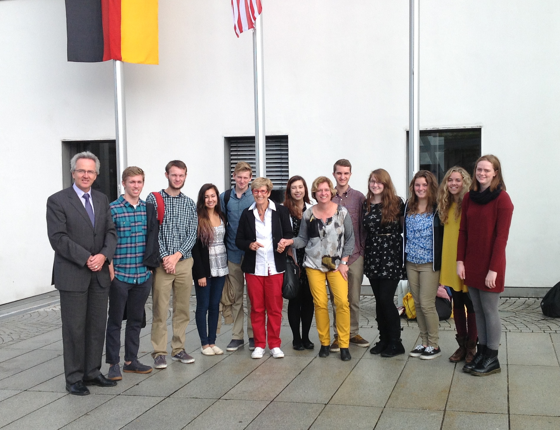 Pictured in Germany is the Mayor of Waiblingen with Tallwood students (from left to right), Alex Young, Georges Stevens, Chelsea Schmidt, Cole Aydar, German teacher Angelika Wagner, Elizabeth Roe, Tallwood teacher Andrea Machesney, Alexander Damm, Alainah Turner, Kelsey Faber, Enya Pfeiffer and Caroline Delaney.