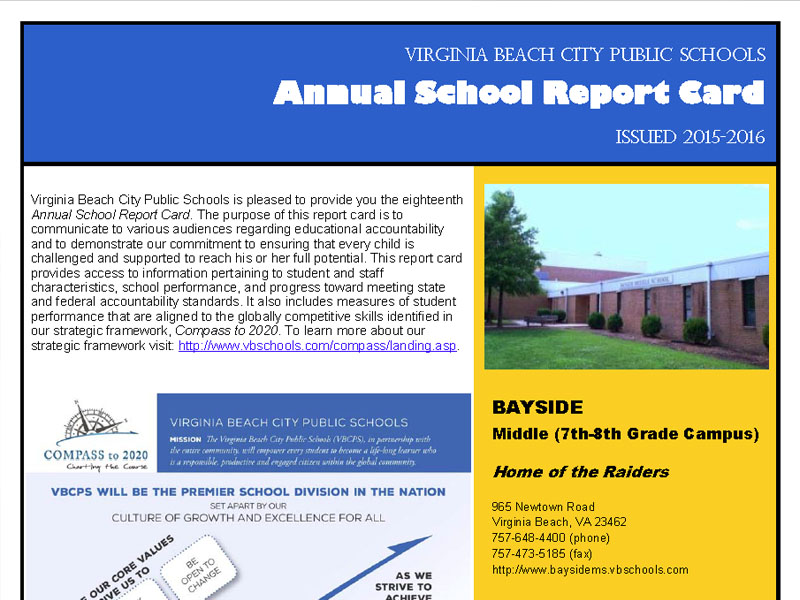 Annual VBCPS school report cards posted online - The Core